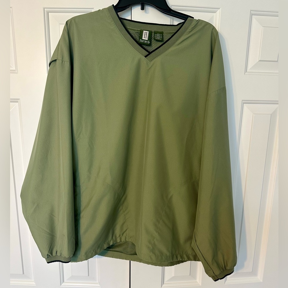 Vintage 90s Hartwell Viasport Mens L Green Pullover Windbreaker Cinch Waist